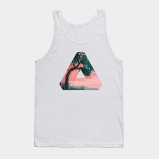 Artistic Triangle With A Calm Tree Sunset Scene Tank Top